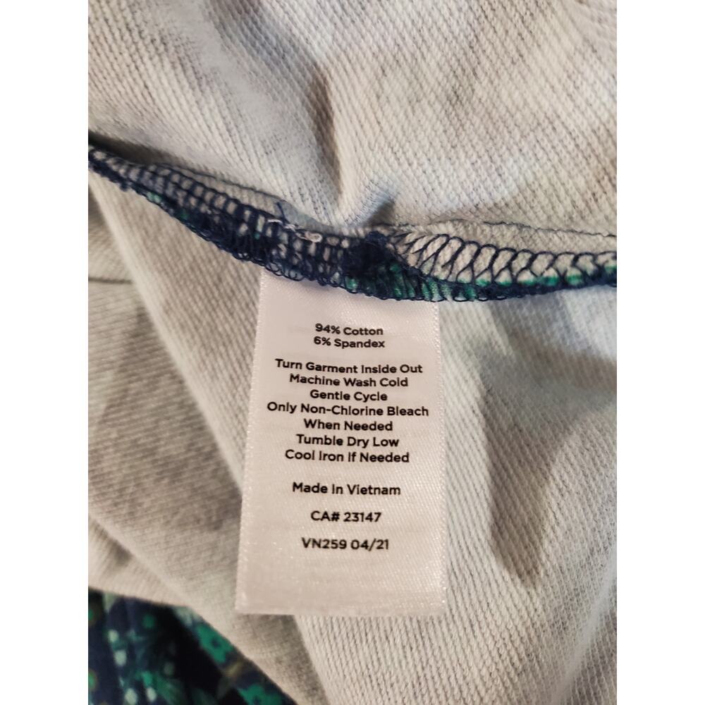 T by Talbots Floral Cowl Drawstring Sweatshirt Top Size 2XP Blue Stretch Cotton - Picture 8 of 10
